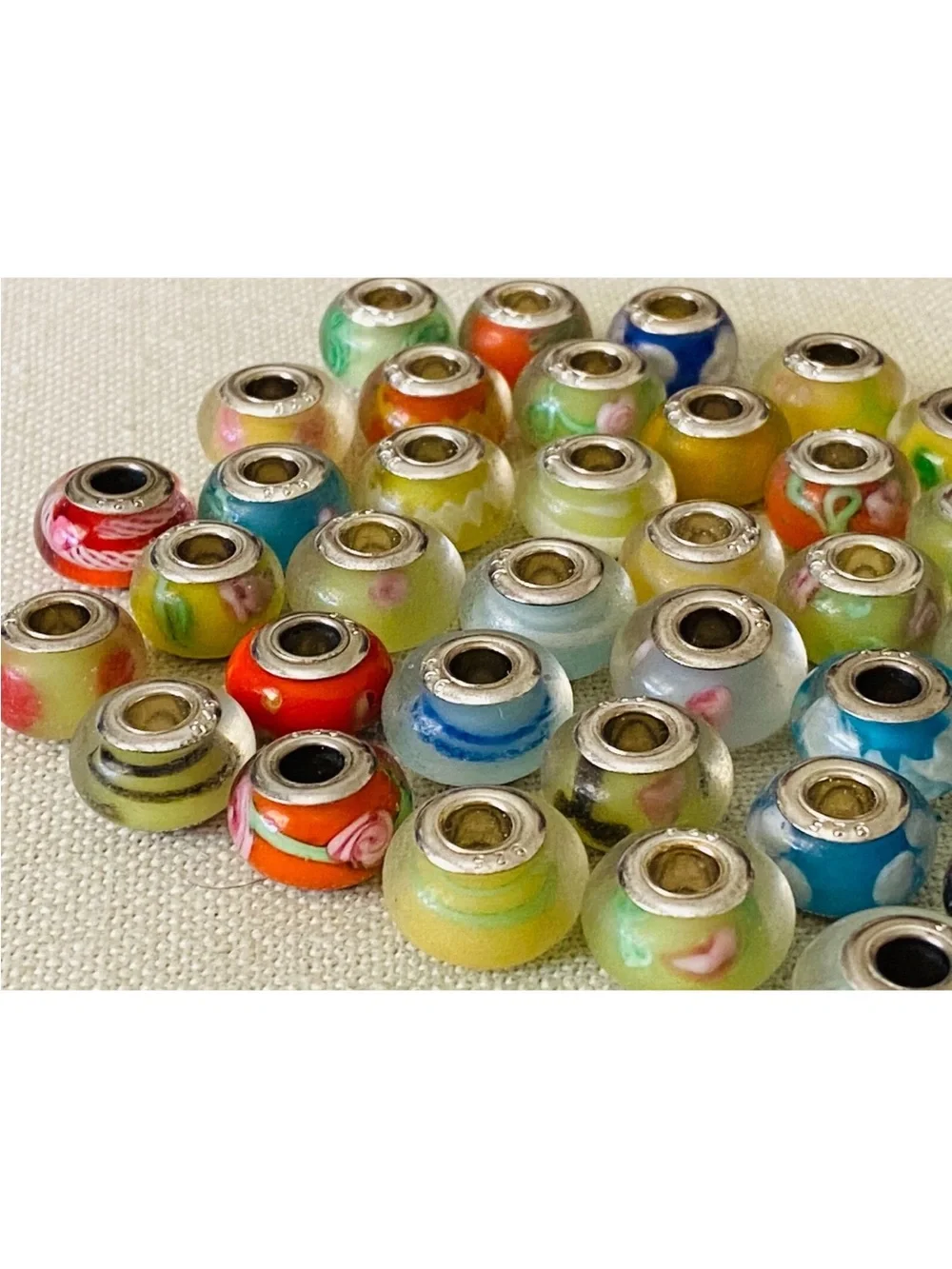HUGE LOT of 40 925 Murano Art Glass Bracelet Necklace Charms Beads